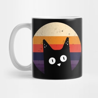 Black Cat In Retro Circle Funny Mug